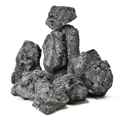 Black Lava Rocks 20lb Natural Volcanic Stones for Aquarium Fire Pit Bonsai Succulent Planters Terrarium Paludarium Garden Landscaping Decor,7-8 Pcs 4-9 inches - size: 20LB(7-8pcs)4-9in.