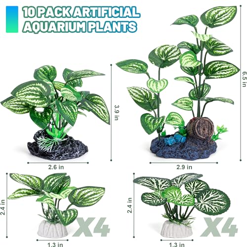 MyLifeUNIT Silk Aquarium Plants, 10 Pack Betta Fish Tank Decor for Aquarium Decoration and Fish Tank Decorations