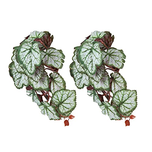 Artificial Reptile Plant, 2 Pack Plastic Simulation Vine with Suction Cup, Green Aquarium Fish Decoration