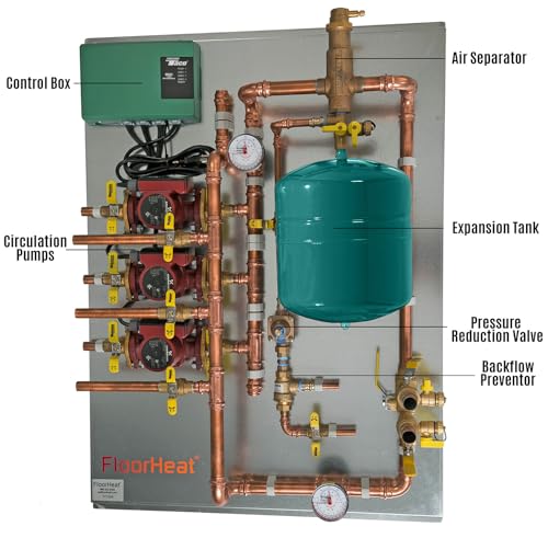 Hydronic Radiant Heat Control Panel - 3 Zone | Pre-Assembled Heating Distribution System for Underfloor, Home & Space Heating | High-Efficiency & Easy Install - size: 3 Zone - For use with/without Glycol