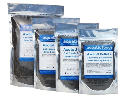 Axolotl Blackworm Pellets. 2mm-1/16 Sinking California Blackworm Small Pellets for Small Axolotl, Frogs, Shrimp, Salamanders, Newts, Snails…1/4-lb Pouch Bag
