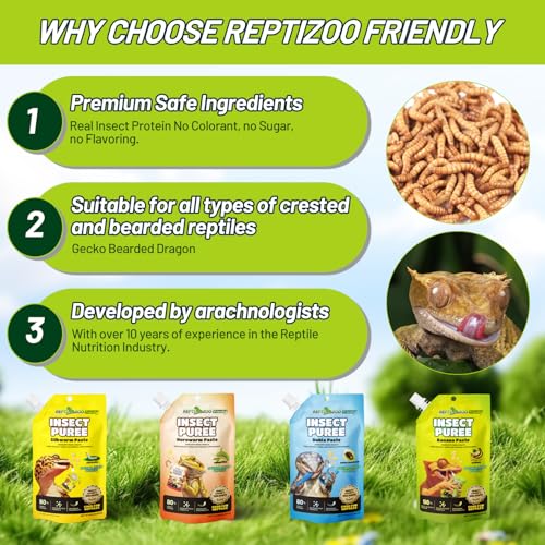 Crested Gecko Food Insect Puree, Banana Paste Reptile Food Made with Fresh Insects Gecko Food Complete Diet 2.82oz