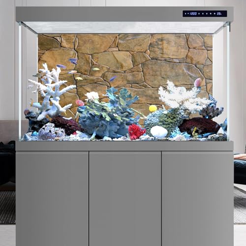 AWERT Stone Aquarium Background Rocky Fish Tank Background Rock Terrarium Background 72x18 inches Vinyl - size: 72x18in/180x45cm