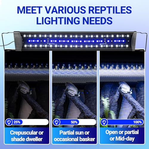 REPTI ZOO UVB Reptile Light with Dimming | 28 inch UVB LED Light Bulb for Reptile | 12W 10.0 UVB Lamp for Bearded Dragon Gecko Chameleon Frog | Reptile Light Bar Fixture with Controller - size: 24 inch