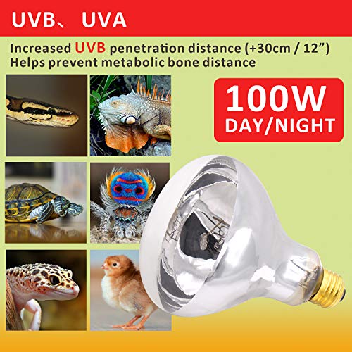 Aiicioo UVB Reptile Light 100W - UVB Light Bulb for Reptile Mercucry Vapor Bulb Heat Basking Lamp Bulb Full Spectrum UVA UVB All in One Sun Lamp for Bearded Dragon Lizard Turtle - style: Mercucry Vapor Bulb 100W