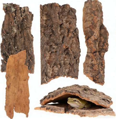Cork Bark for Reptiles, 4PCS Cork Terrarium Background, Pet Reptile Bark Bearded Dragon Tank Accessories for Bearded Dragon Lizard Geckos Tortoise, 3.2 to 5.5Inch
