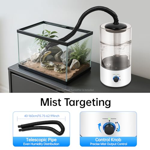 Reptile Fogger Humidifiers 4L Fogger for Reptile Tank 3 Spray Levels Reptile Tank Humidifier Automatic Reptile Misting System for Reptiles for Chameleons, Snakes, Frogs