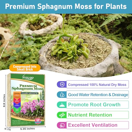 Legigo 3.5oz Sphagnum Moss for Plants, 4QT Orchid Moss Potting Mix | Long Fiber Sphagnum Moss Dried for Plants Indoor, Orchid Repotting, Succulent, Carnivorous Plants, Terrarium and Reptiles - size: 3.5oz