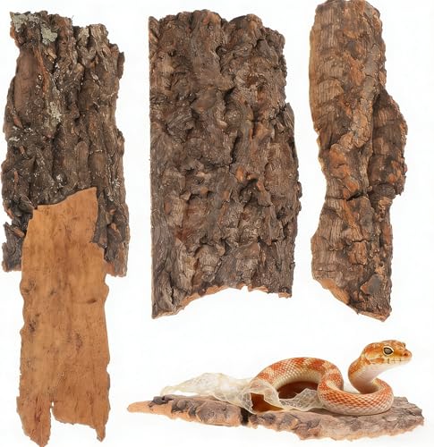 Cork Bark for Reptiles, 4PCS Cork Terrarium Background, Pet Reptile Bark Bearded Dragon Tank Accessories for Bearded Dragon Lizard Geckos Tortoise, 3.2 to 5.5Inch