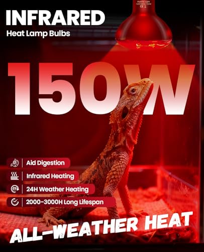 KINDEEP 150W Reptile Heat Lamp Bulbs: Reptile Day & Night Basking Spot Bulb Combo Amphibian Infrared Heat Lamp Bulb - UVA Basking Spot Daylight Heating Light Bulb for Lizard Tortoise Snake