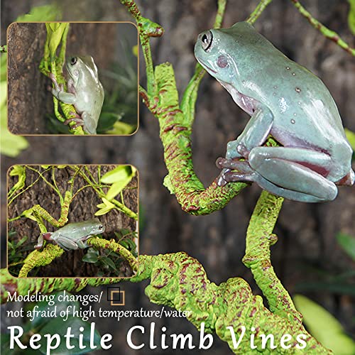 Hamiledyi Reptile Plants Bendable Jungle Climbing Vine Terrarium Branch Flexible Plastic Leaves Hanging Pet Habitat Decoration for Bearded Dragon Lizard Gecko Frog Snake Tank Accessories Decor - size: 3 PCS - Style 1