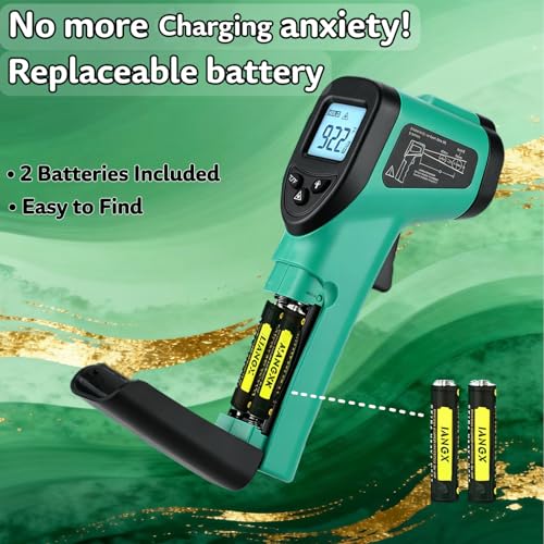 Infrared Thermometer Gun,-58℉~1022℉| Digital Laser Temperature Gun for Pizza Oven, Grill, Kitchen, Home Repairs and Multi-use IR Gun with Carrying Storage Case (NOT for Human) - color: Green