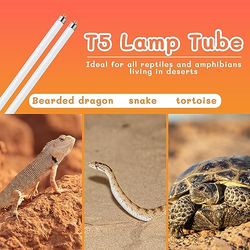 T5 UVB Reptile Light 39W 10.0, UVA Light Bulb for Reptiles, 2 Pack Lamp Tube for Bearded Dragon - size: 2 pack T5 Tube-39W 10.0