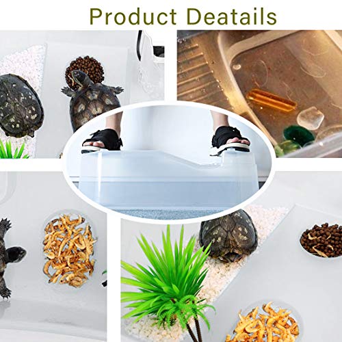 PINVNBY Plastic Turtle Tank Reptile Habitat Pet Terrariums Turtles Tank Aquarium Terrapin Topper Basking with Platform Plants,Durable,Safe, Non-Toxic(White) - color: White