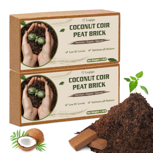 Legigo 2 Pack Premium Coco Coir Brick for Plants- 100% Organic Compressed Coconut Coir Bricks Starting Mix, Coco Coir Fiber Coconut Husk for Planting, Gardening, Potting Soil Substrate, Herbs - color: Pack of 2