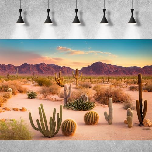 Desert Reptile Habitat Background Arid Landscape of Hot Sahara Desert Terrarium Background Desert Cacti and Sand with Dunes Aquarium Background Natural Hot Desert Fish Tank Background Vinyl 24x12in - color: Cacti Green, size: 24(W)x12(H)in