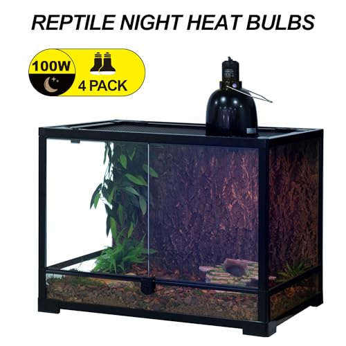 WACOOL 4Pack Reptile Night Heat Lamp, 100W Night Heat Lamp for Reptiles & Amphibians,Simulate Nature Moonlight Purple Night Light for Bearded Dragon Lizard Snake Crab…
