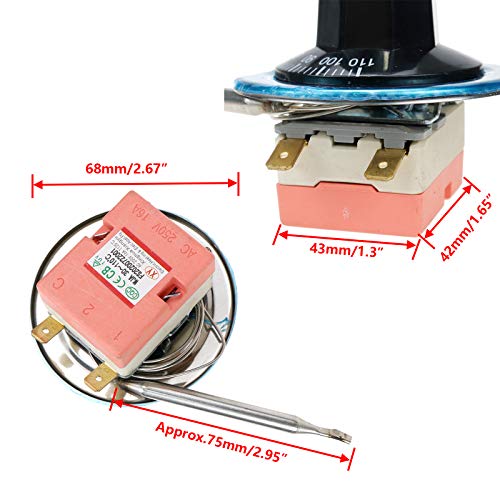 30-110 Celsius 125V/250VAC Adjustable Temperature Control Thermostat - Pack of 2 - style: 30-110C