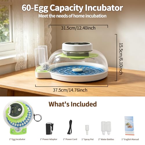 Quail Egg Incubator for Hatching 60 Quail Eggs with Automatic Egg Turning and Humidity Control, Small Quails Brooder Poultry Incubators or Partridge Parrot Pigeon and Other Bird in Home Farm - size: 66 Units