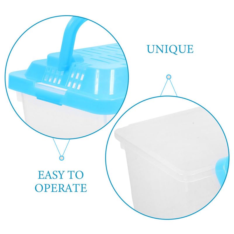 Kisangel Handheld Transparent Pet Storage Box Portable Small Turtle Feeding Aquarium Reptile Travel Carrier for Goldfish Tortoise Hamsters Lightweight Versatile Container for