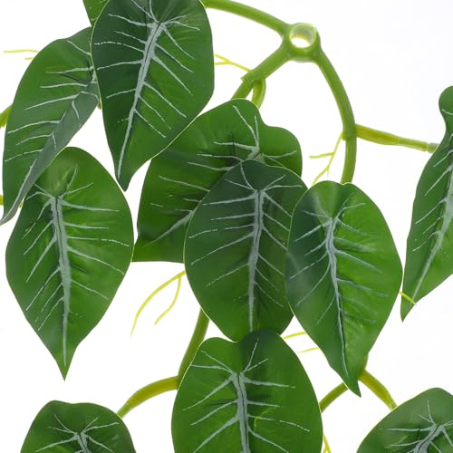 Hemoton Artificial Reptile Tank Plants with Suction Cup, Climbing Terrarium Vines for Turtle Habitat and Lizard Tank Decor, Realistic Hanging Artificial Plants for Reptile Terrarium
