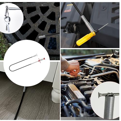Drain Snake,61 inch Flexible Grabber Claw Pick Up Reacher Tool,Drain Clog Remover - Gutter Cleaning Tools for Home Sink, Bathroom Tub,Drain, Toilet, Tight Spaces - style: 61"