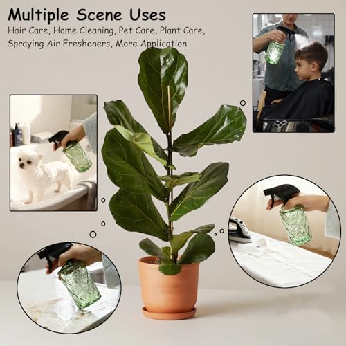 YYTSGG Green Glass Plant Mister Bottle, 12oz Refillable Water Spray Bottle with Adjustable Mist Nozzle for Indoor Flowers, Outdoor Gardening, Cleaning, Hair and Pets Care - color: Light Green