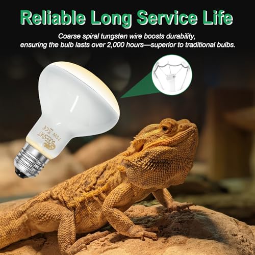 Pack of 2 Reptile Basking Light Bulbs - Incandescent 100W Simulated Sunlight UVA Heat Bulbs for Bearded Dragons, Geckos, Iguanas, Lizards, Amphibians & Small Pets - color: Uva Bulbs (2pcs), size: 100W