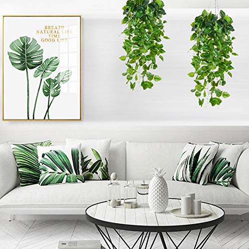 Whonline Fake Plants Hanging 4pcs Artificial Vines Fake Pothos 3.6FT for Living Room Indoor Outdoor Decor (No Baskets)