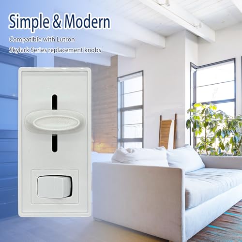 6pcs Dimmer Switch Knobs, Replacement Universal Dimmer Knob for Ceiling Lights & Wall Switches,PETG Material Split Slider, White,Compatible with Lutron Skylark Fan Control