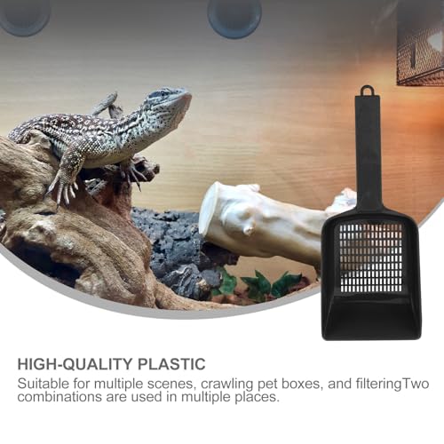2Pcs Reptile Sand Shovels Mesh Sifters Plastic Excrement Cleaning Shovels for Terrarium Substrate Maintenance, Reptile Box Corner Scoops for Lizard and Desert Habitat