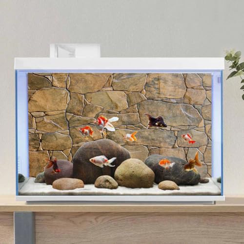 AWERT Stone Aquarium Background Rocky Fish Tank Background Rock Terrarium Background 72x18 inches Vinyl - size: 72x18in/180x45cm