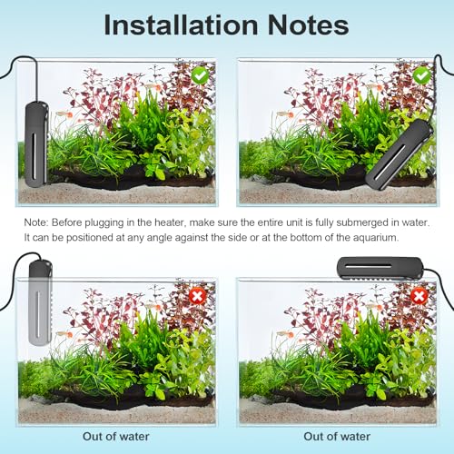 HiTauing Aquarium Heater, 100W/200W/300W/500W Fish Tank Heater with Upgraded LED Large Display, Up/Down Control Buttons and Intelligent Leaving Water Automatic Power-Off for Saltwater and Freshwater - size: 200W for 20-40 Gallon