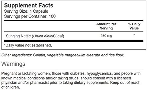Vitacost Stinging Nettle Leaf -- 480 mg - 100 Capsules