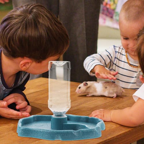 HEMOTON Automatic Reptile Water Feeder and Food Dish Lake Blue with Water Reservoir for Leopard Gecko, Tortoise, Lizard Tank Accessories