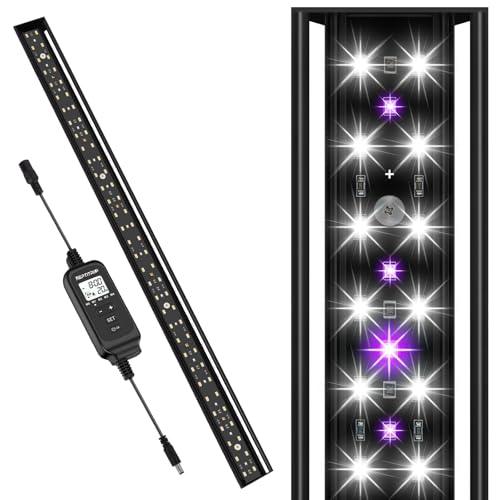REPTITRIP 27-Inch LED UVB Reptile Light with Auto On/Off & Preset Day-Night Cycle Dimming, 4 UVI Modes Fixture Controller, 22W Aluminum UVA UVB Lamp for Bearded Dragons, Turtles & Snakes, 6500K - size: 27-INCH
