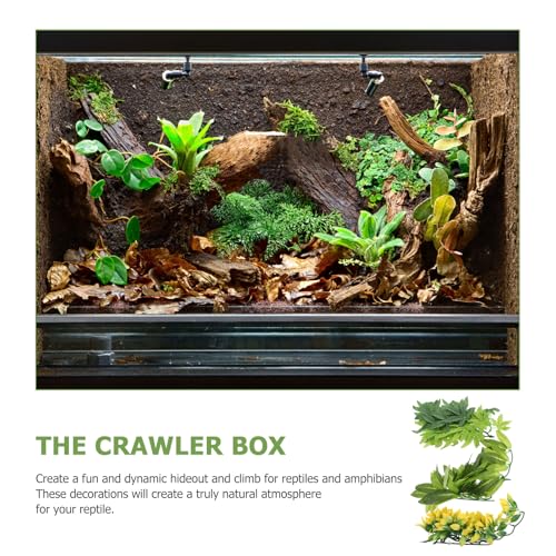 DOITOOL 3pcs Reptile Tank Decorative Artificial Plants with Suction Cups, Lifelike Fake Leaves Ornament Set for Terrarium Environment Decoration