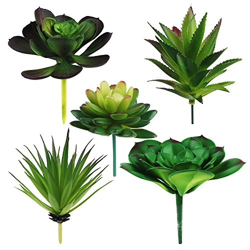 264 ft Greenery Ribbon Leaf Vines & 5 Pcs Large Size Faux Succulents Set