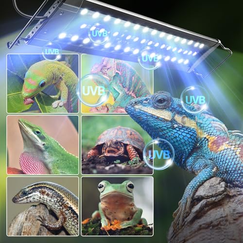 REPTI ZOO UVB Light for Reptile 10.0, 18 inch UVB Reptile Light Bulb with Dimming for Desert Animal Bearded Dragon Snake Gecko Lizard Iguanas Turtles Chameleons, LED Lamp Fixture Controller (12W) - size: 18 inch
