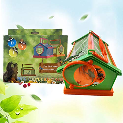 Insect Critter Keeper with Handle Easy to Observe Portable Plastic Reptile Terrarium for Bugs Lizards Frogs Insect Cage