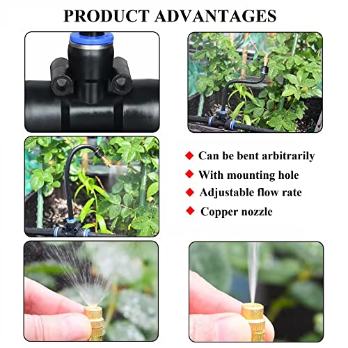 82FT Drip Irrigation Kit, Automatic Garden Watering System with Tool-Free Quick Connectors, 360° Bending Drippers & Copper Misting Nozzles for Greenhouse, Patio, Lawn & Vegetable Garden. (25M) - size: 25M