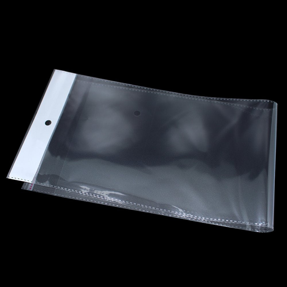 PABCK 100 Pack (Available Size 4.9x17.7 inches) Clear Self Adhesive Straight Hair Packaging Bags with Hang Hole Wigs Hair Storag
