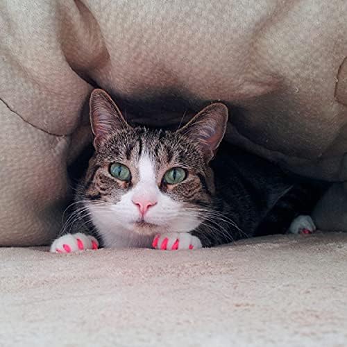40 Pack Soft Nail Caps for Cat Claws Pink Glitter Large