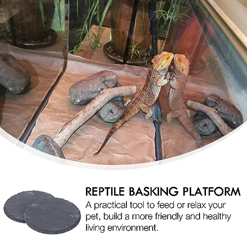 POPETPOP Turtle Basking Platform -2pcs Reptile Basking Rock Turtle Resting Platform Tortoise Habitat Accessories for Bearded Dragons Amphibians Leopard Gecko