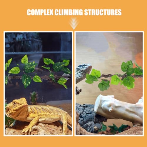 2pcs Artificial Reptile Vines with Suction Cups for Terrarium Decoration, Flexible Plastic Climbing Branches with Realistic Texture, for Snake and Gecko Habitat