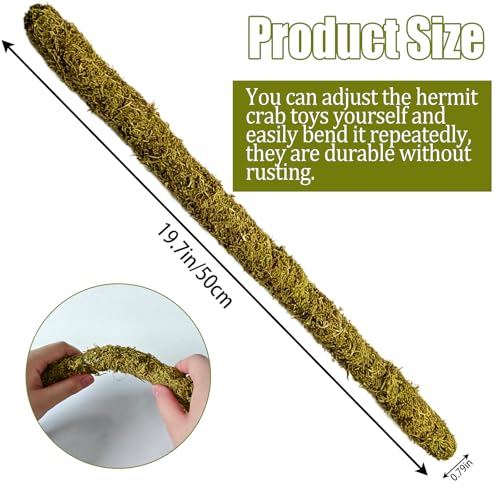 2PCS Leopard Gecko Climbing Toys Bendable Moss Vine Hermit Crab Tank Accessories for Lizards Leopard Geckos Chameleons Frogs 15 Inch (2)