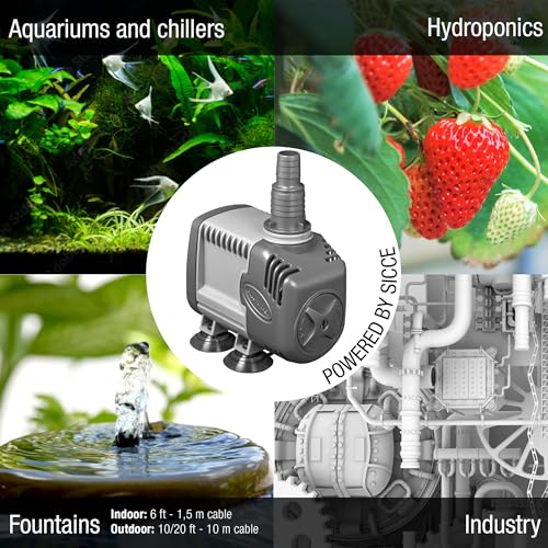SICCE Syncra Silent 5.0 Multifunction 1321 GPH Submersible Water Pump | Italian Made 105W Ultra Quiet Durable Aquarium Fish Tank, Fountain, Pond, Hydroponics, Terrarium Black | Freshwater & Saltwater - size: Syncra Silent 5.0