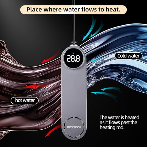 UPETTOOLS Submersible Aquarium Heater with External Control - Ceramic-Metal Fish Tank Heater with Digital Thermostat for 5-25Gallon Small Tanks, Overheat Protection