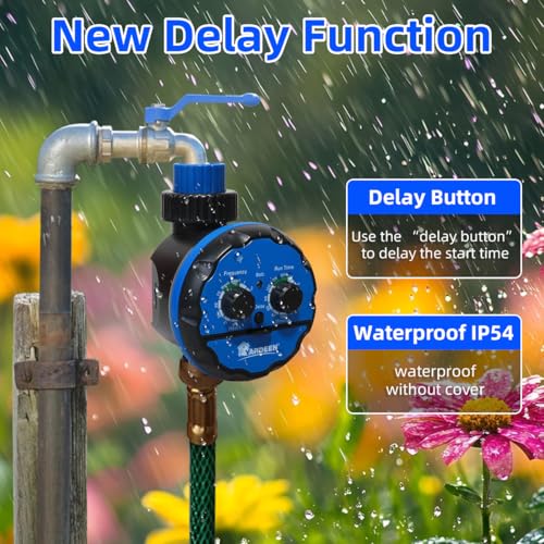Digital Water Timer, Dual Dial Control, Battery Operated, Black/Blue - style: Digital Timer