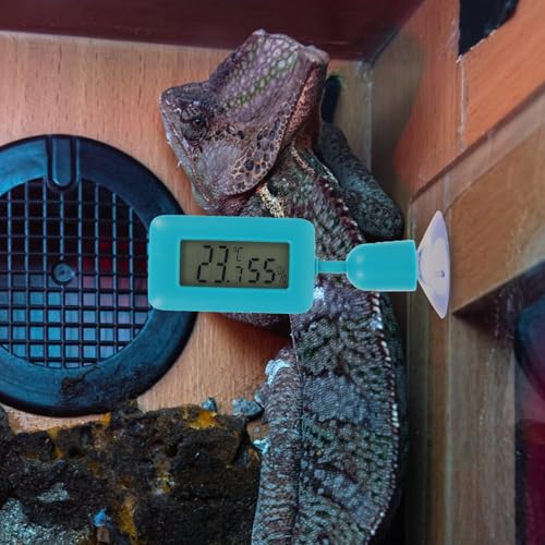 Levemolo Digital Reptile Thermometer and Hygrometer with 360° Rotary Suction Cup, Mini Electronic Temperature Measuring Device for Bearded Dragon Tank and Reptile Terrarium, Night Light